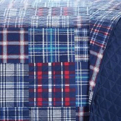 Budget ⌛ Twin Navy Plaid Patch Quilt Mini Set By My World 👍 -Greenland Home Fashions shop detail2PBB789