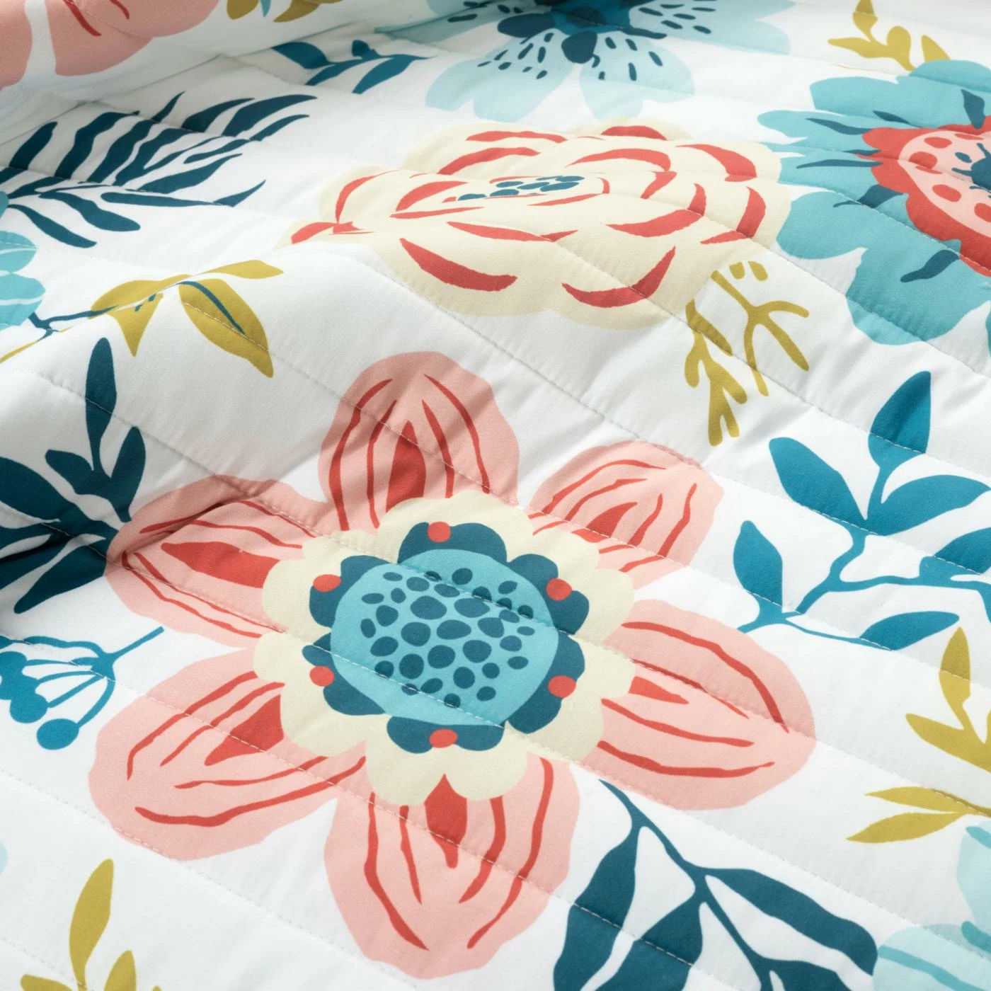 Budget ๐ King Lush Decor Cottage Core Ariana Flower Reversible Oversized Quilt Set- Blue/Dusty Pink-Full/Queen ๐ 6 Budget ๐ King Lush Decor Cottage Core Ariana Flower Reversible Oversized Quilt Set- Blue/Dusty Pink-Full/Queen ๐ - Image 4