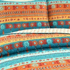 Outlet 🌟 King Lush Decor Boho Watercolor Border Quilt Set - Turquoise/Multi - Full/Queen ⭐ -Greenland Home Fashions shop detail2TRIA1026