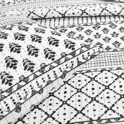 Cheap ✔️ Lush Decor Monique Stripe Quilt Set - Black/White - Full/Queen ⌛ -Greenland Home Fashions shop detail3TRIA1025