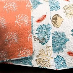 Brand new 🎉 King Coastal Reef 7 Piece Feather Quilt Set By Lush Decor 😉 -Greenland Home Fashions shop detail3TRIA743