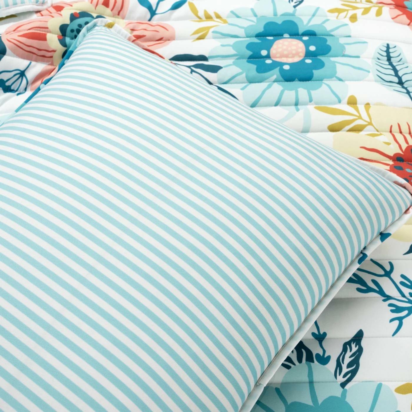 Budget ๐ King Lush Decor Cottage Core Ariana Flower Reversible Oversized Quilt Set- Blue/Dusty Pink-Full/Queen ๐ 9 Budget ๐ King Lush Decor Cottage Core Ariana Flower Reversible Oversized Quilt Set- Blue/Dusty Pink-Full/Queen ๐ - Image 7