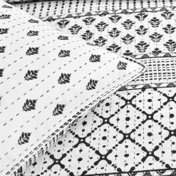 Cheap ✔️ Lush Decor Monique Stripe Quilt Set - Black/White - Full/Queen ⌛ -Greenland Home Fashions shop detail4TRIA1025