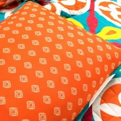 Best Sale 👏 King Lush Decor Boho Floral Reversible Oversized Quilt Set - Turquoise/Orange - Full/Queen 🌟 -Greenland Home Fashions shop detail4TRIA1027