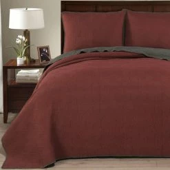 New 🤩 King Honeycomb Reversible Embroidered Quilt Set By Brielle ⌛ -Greenland Home Fashions shop detail5ZORL010