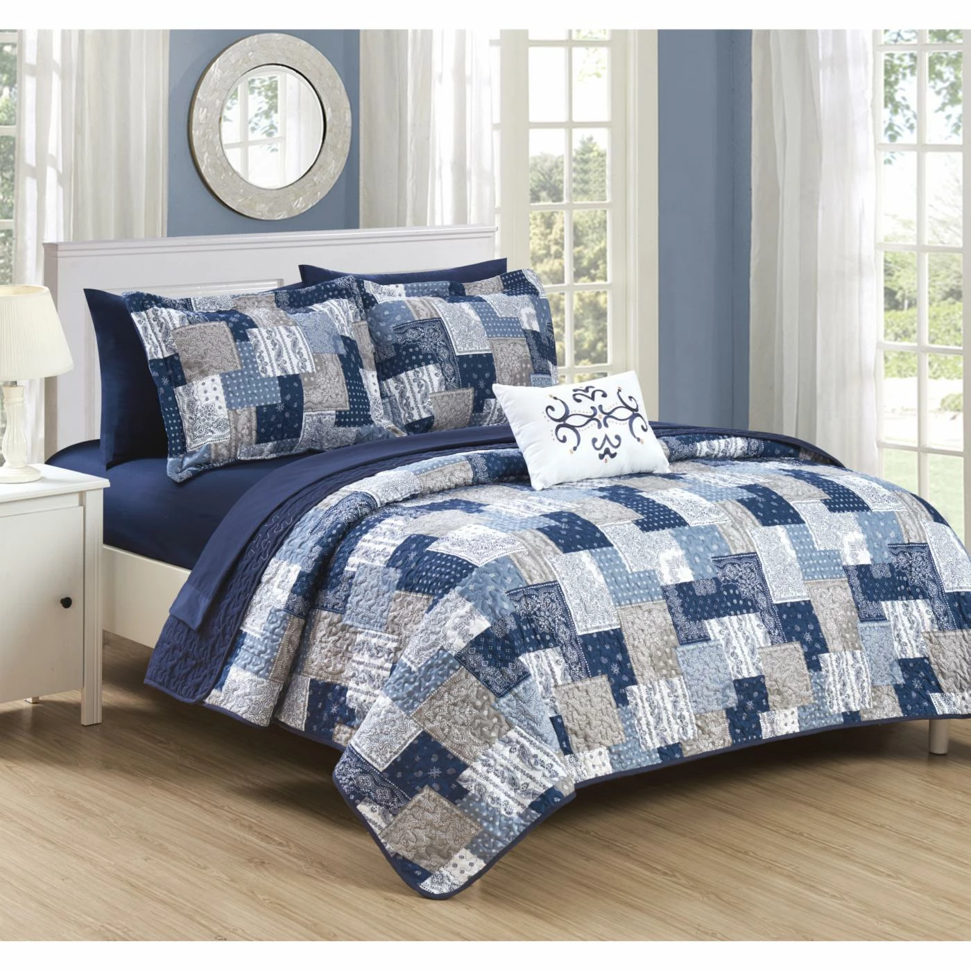 Discount π₯ King Viona Quilt Set Bed In A Bag By Chic Home π 12 Discount π₯ King Viona Quilt Set Bed In A Bag By Chic Home π - Image 10