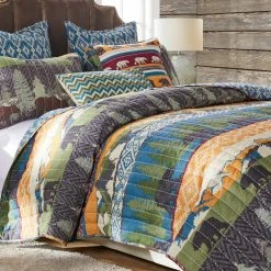 Hot Sale ⭐ King Black Bear Lodge Quilt Set By Greenland Home Fashions 😀 -Greenland Home Fashions shop detailGRNLD383