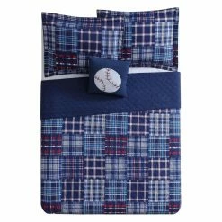 Budget ⌛ Twin Navy Plaid Patch Quilt Mini Set By My World 👍 -Greenland Home Fashions shop detailPBB789