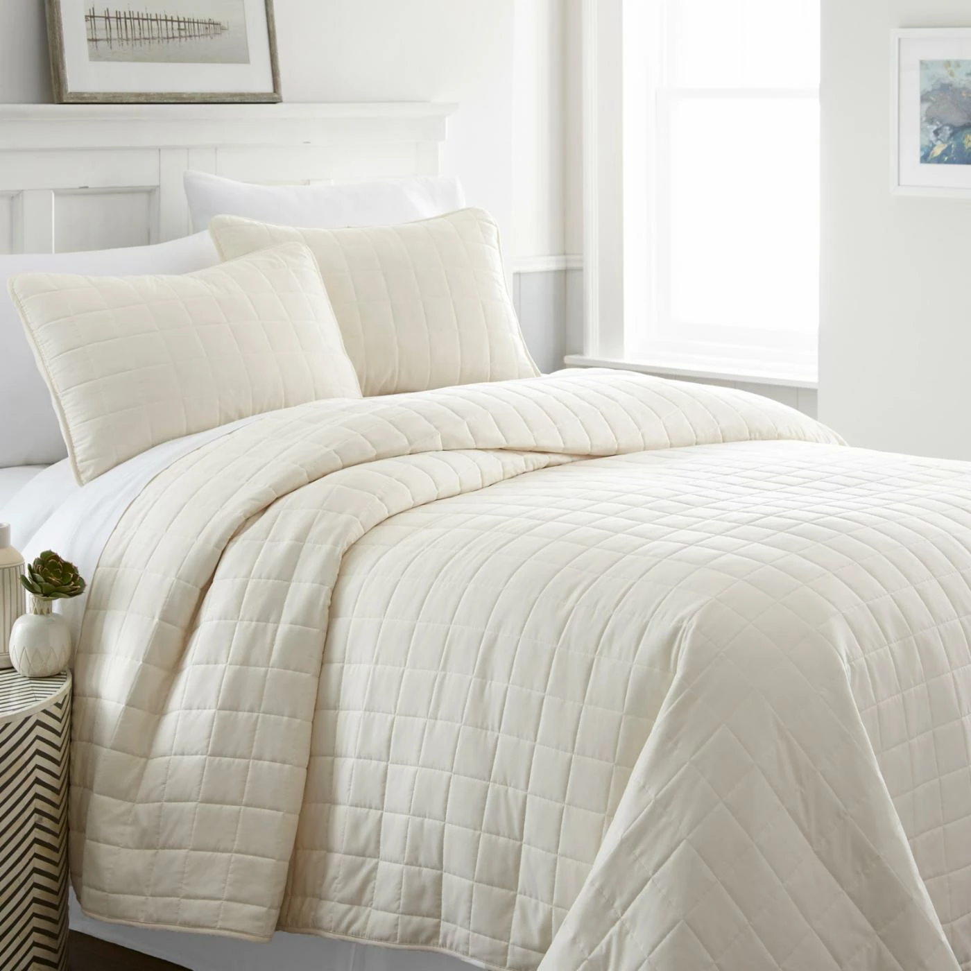 Promo ๐ฏ California King Block Quilted Coverlet Set By Noble Linens ๐ 4 Promo ๐ฏ California King Block Quilted Coverlet Set By Noble Linens ๐ - Image 2