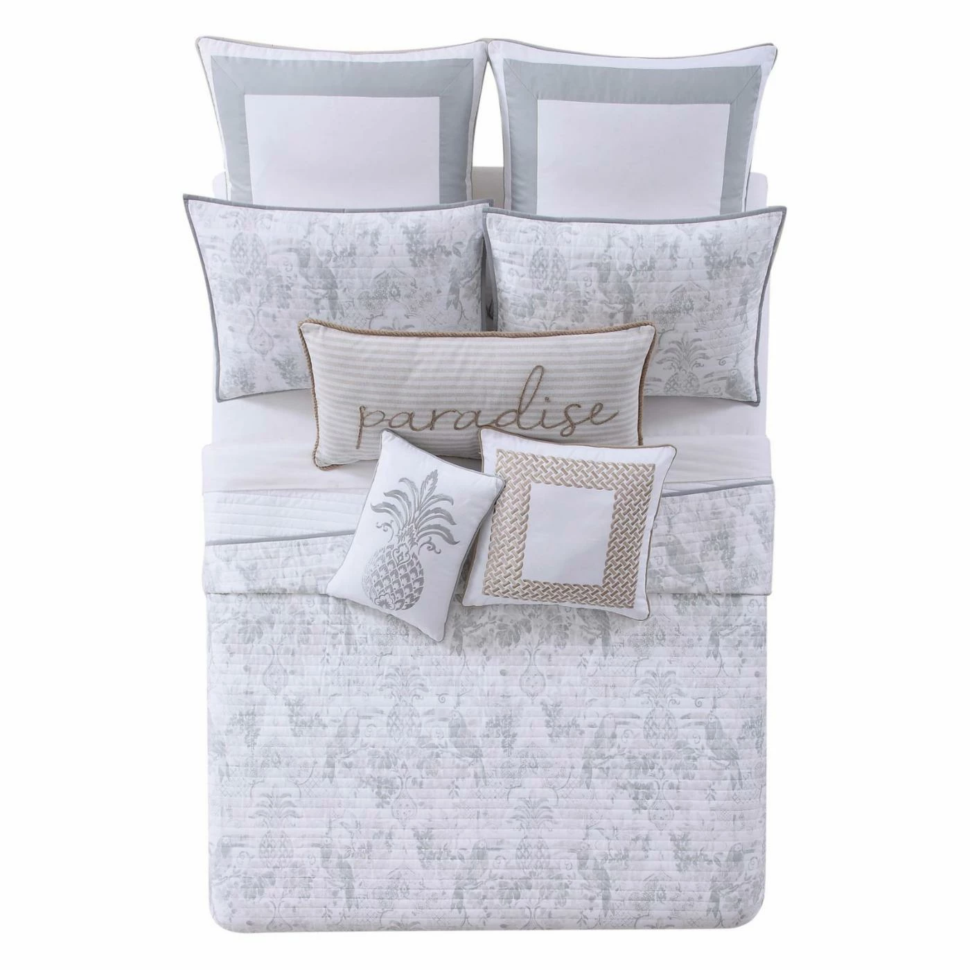 Cheap โ๏ธ King Tropical Plantation Toile Quilt Set By Oceanfront Resort ๐งจ 4 Cheap โ๏ธ King Tropical Plantation Toile Quilt Set By Oceanfront Resort ๐งจ - Image 2