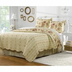 Buy 👏 King Greenland Home Fashions Antique Rose - Quilt Set Includes Bonus 18 In. Pillow ❤️
