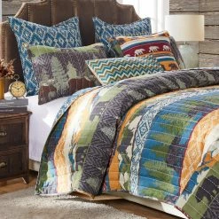 Hot Sale ⭐ King Black Bear Lodge Quilt Set By Greenland Home Fashions 😀
