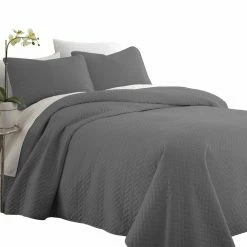 Budget 🎁 California King Brick Quilted Coverlet Set By Noble Linens 🔥