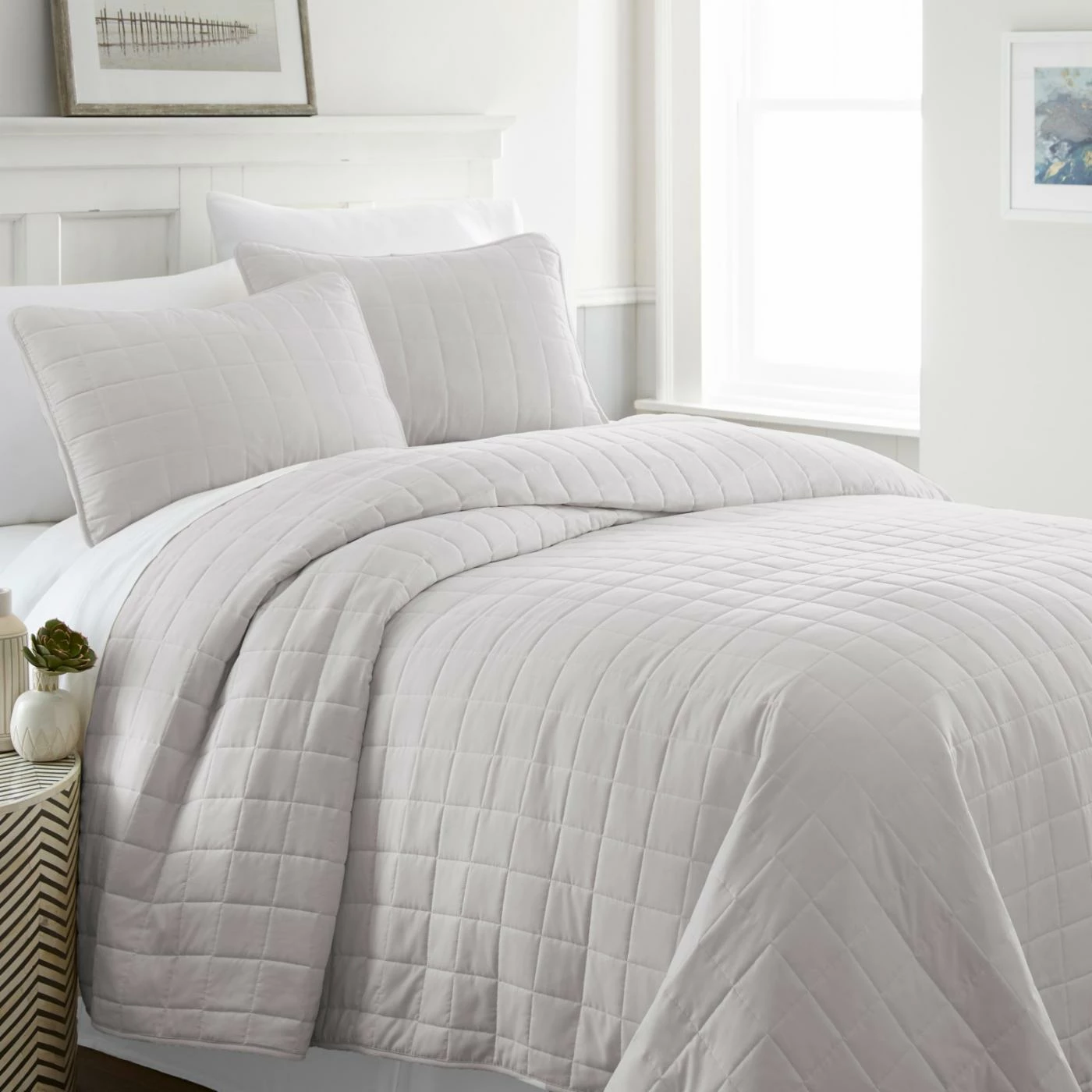 Promo ๐ฏ California King Block Quilted Coverlet Set By Noble Linens ๐ 3 Promo ๐ฏ California King Block Quilted Coverlet Set By Noble Linens ๐