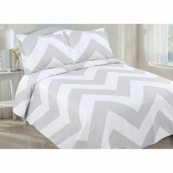 Cheapest ⭐ King Chevron 3 Piece Quilt Set By LCM Home Fashions ❤️