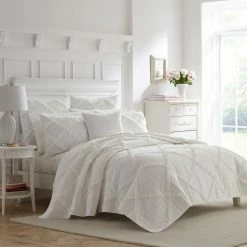 Hot Sale 🔥 King Maisy White Ruffled Quilt Set By Laura Ashley ✨