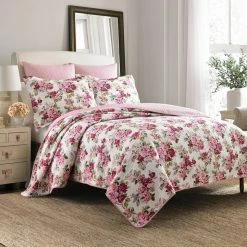 Buy ✔️ Full/Double Laura Ashley Lidia Cotton Reversible Quilt Set ⌛