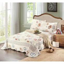 Coupon ⌛ California King Geometric Cubic 3 Piece Reversible Quilt Set By Tache Home Fashion 🎉
