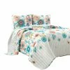 Budget 🎉 King Lush Decor Cottage Core Ariana Flower Reversible Oversized Quilt Set- Blue/Dusty Pink-Full/Queen 🌟 -Greenland Home Fashions shop masterTRIA1009