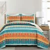 Outlet 🌟 King Lush Decor Boho Watercolor Border Quilt Set - Turquoise/Multi - Full/Queen ⭐ -Greenland Home Fashions shop masterTRIA1026
