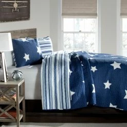 Promo 👍 Queen Star 3 Piece Quilt Set By Lush Decor 💯