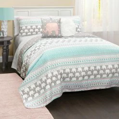 Flash Sale 🛒 Twin Elephant Stripe Quilt Set By Lush Decor 👍