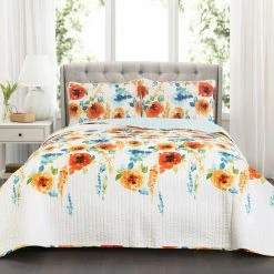 New ✔️ King Percy Bloom 3 Piece Quilt Set By Lush Decor 🔔