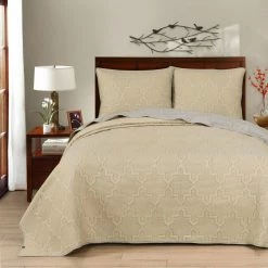 Cheapest 👍 King Casablanca Embroidered Reversible Quilt Set By Brielle 🔔