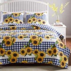 Best deal 🛒 King Barefoot Bungalow Sunflower Reversible Quilt Set 🤩 -Greenland Home Fashions shop scaleGRNLD590