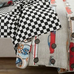 Coupon 🧨 Full/Double Lush Decor Race Cars Soft Reversible Oversized Quilt Set- Blue/Orange -Twin 🔔 -Greenland Home Fashions shop scaleTRIA1004