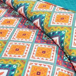 Hot Sale 💯 King Lush Decor Boho Chevron Reversible Cotton Quilt Set - Turquoise/Multi - Full/Queen 🤩 -Greenland Home Fashions shop scaleTRIA1028