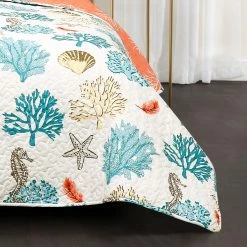 Brand new 🎉 King Coastal Reef 7 Piece Feather Quilt Set By Lush Decor 😉 -Greenland Home Fashions shop scaleTRIA743