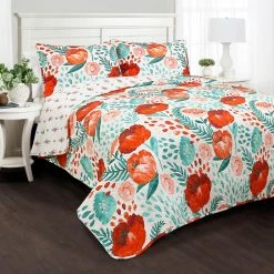 Brand new ❤️ King Poppy Garden 3 Piece Quilt Set By Lush Decor ✨ -Greenland Home Fashions shop scaleTRIA748